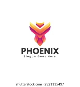 Vector Logo Illustration Phoenix Gradient Colorful Style