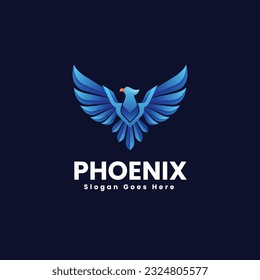 Vector Logo Illustration Phoenix Gradient Colorful Style