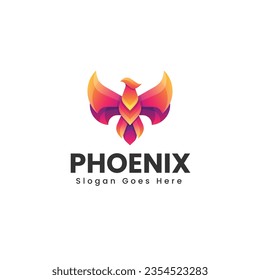 Ilustración con el logotipo del vector Estilo de color gradiente Phoenix
