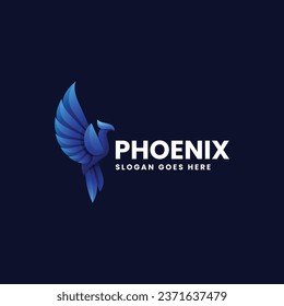 Vector Logo Illustration Phoenix Gradient Colorful Style