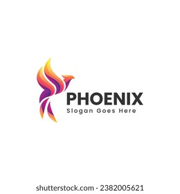 Vector Logo Illustration Phoenix Gradient Colorful Style