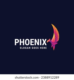 Vector Logo Illustration Phoenix Gradient Colorful Style