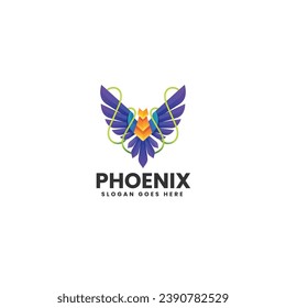 Vector Logo Illustration Phoenix Gradient Colorful Style 