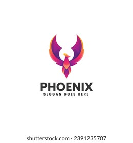 Vector Logo Illustration Phoenix Gradient Colorful Style