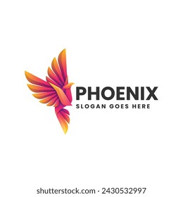 Vector Logo Illustration Phoenix Gradient Colorful Style