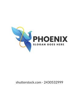 Vector Logo Illustration Phoenix Gradient Colorful Style