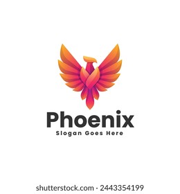 Vector Logo Illustration Phoenix Gradient Colorful Style