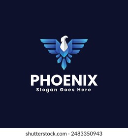 Vector Logo Illustration Phoenix Gradient Colorful Style