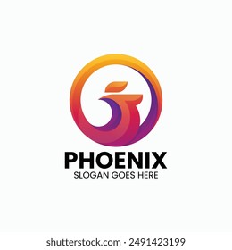 Vector Logo Illustration Phoenix Gradient Colorful Style