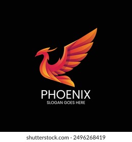 Vector Logo Illustration Phoenix Gradient Colorful Style