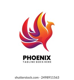 Vector Logo Illustration Phoenix Gradient Colorful Style.