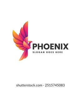 Vector Logo Illustration Phoenix Gradient Colorful Style