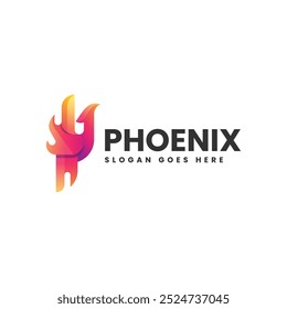 Estilo colorido do gradiente da Phoenix da ilustração do logotipo do vetor