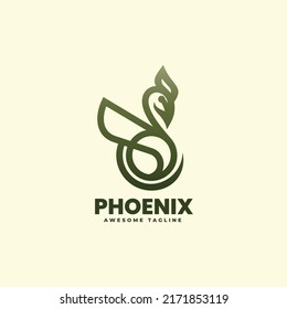 Vector Logo Illustration Phoenix Line Art Style.