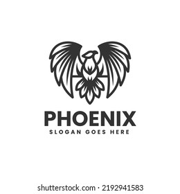 Vector Logo Illustration Phoenix Line Art Style.