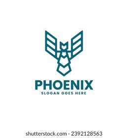 Vector Logo Illustration Phoenix Line Art Style