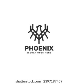 Vector Logo Illustration Phoenix Line Art Style