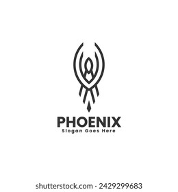 Vector Logo Illustration Phoenix Line Art Style
