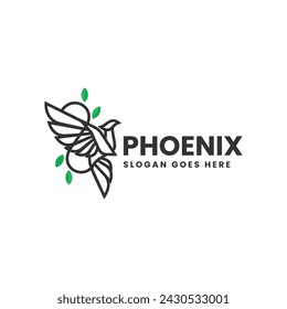 Vector Logo Ilustración Phoenix Line Art Style