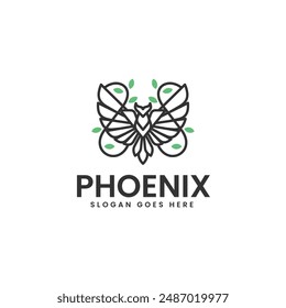 Vektorgrafik Logo Illustration Phoenix Line Art Stil.