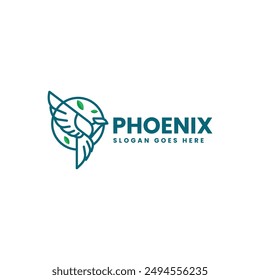 Vector Logo Illustration Phoenix Line Art Style