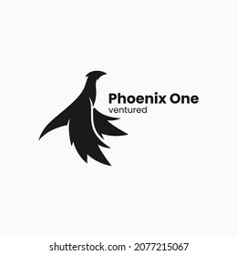 Vector Logo Illustration Phoenix Silhouette Style.