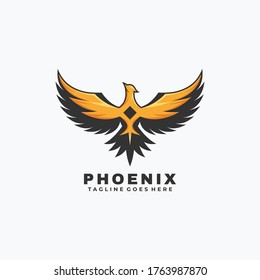 Vector Logo Illustration Phoenix Simple Mascot Style.