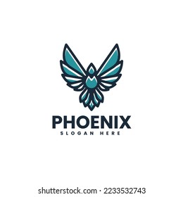 Vector Logo Illustration Phoenix Simple Mascot Style.