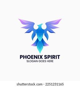 Vector Logo Illustration Phoenix Spirit Gradient Colorful Style