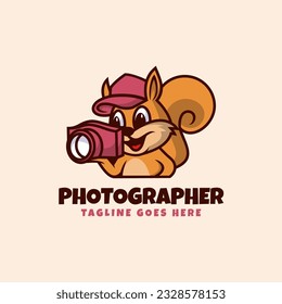 Vector Logo Illustration Photographer Mascot Cartoon Style.