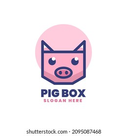 Vektorlogo Illustration Schweinekasten Simple Mascot Style.