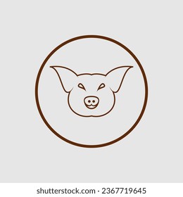 Vector vector logo illustration pig head line art style