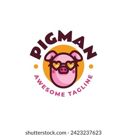 Logo Vector Ilustración Estilo de caricatura de un cerdo.