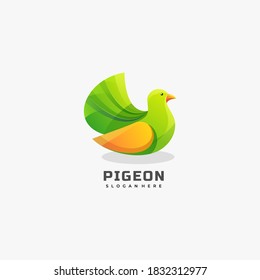 Vector Logo Illustration Pigeon Gradient Colorful Style.