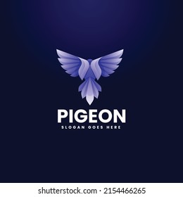 Vector Logo Illustration Pigeon Gradient Colorful Style.