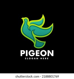 Vector Logo Illustration Pigeon Gradient Line Art Style.
