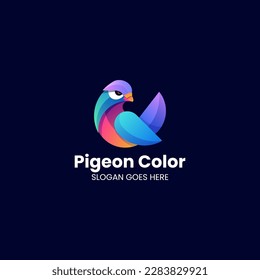 Vector Logo Illustration Pigeon Gradient Colorful Style