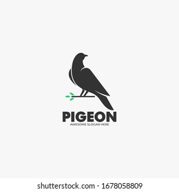 Vector Logo Illustration Pigeon Silhouette Style.