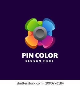 Vector Logo Illustration Pin Color Gradient Colorful Style.