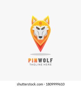 Ilustración del logotipo del vector Lobo de pinza. Estilo de degradado colorido.