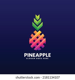 Vector Logo Illustration Pineapple Gradient Colorful Style.