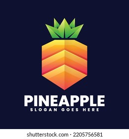 Vector Logo Illustration Pineapple Gradient Colorful Style
