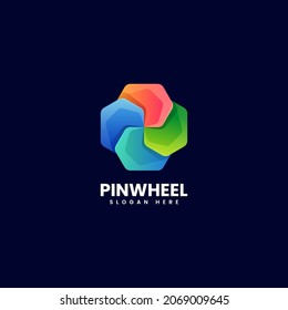 Vector Logo Illustration Pinwheel Gradient Colorful Style.