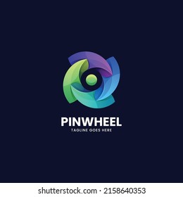 Vector Logo Illustration Pinwheel Gradient Colorful Style.