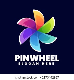 Vector Logo Illustration Pinwheel Gradient Colorful Style.