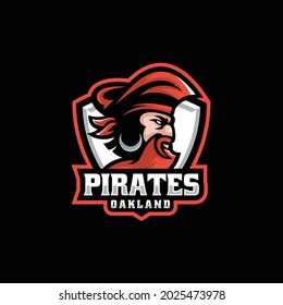 Vector Logo Illustration Pirate E Sport and Sport Style.
