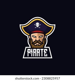 Vector Logo Illustration Pirate E- Sport and Sport Style.
