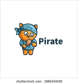 Vector Logo Illustration Pirate Mascot Cartoon Style.