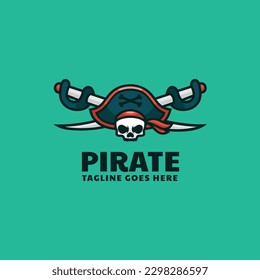 Logo Vector Ilustración Estilo de caricatura de mascota pirata.