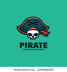 Logo Vector Ilustración Estilo de caricatura de mascota pirata.
